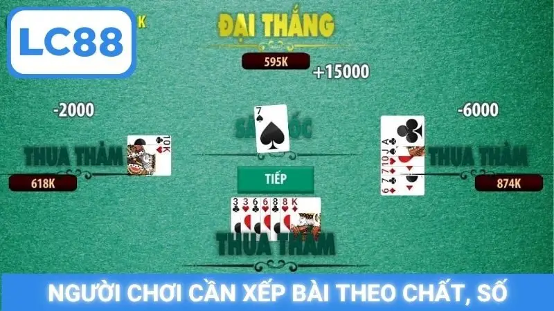 Người chơi cần xếp bài theo chất, số